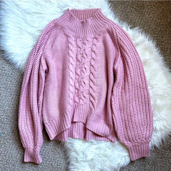 Simplee Women's Crew Neck Cable Knit Sweater Size S Dusty Pink - Picture 1 of 7